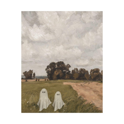 Vintage Farmhouse Ghost Halloween Poster