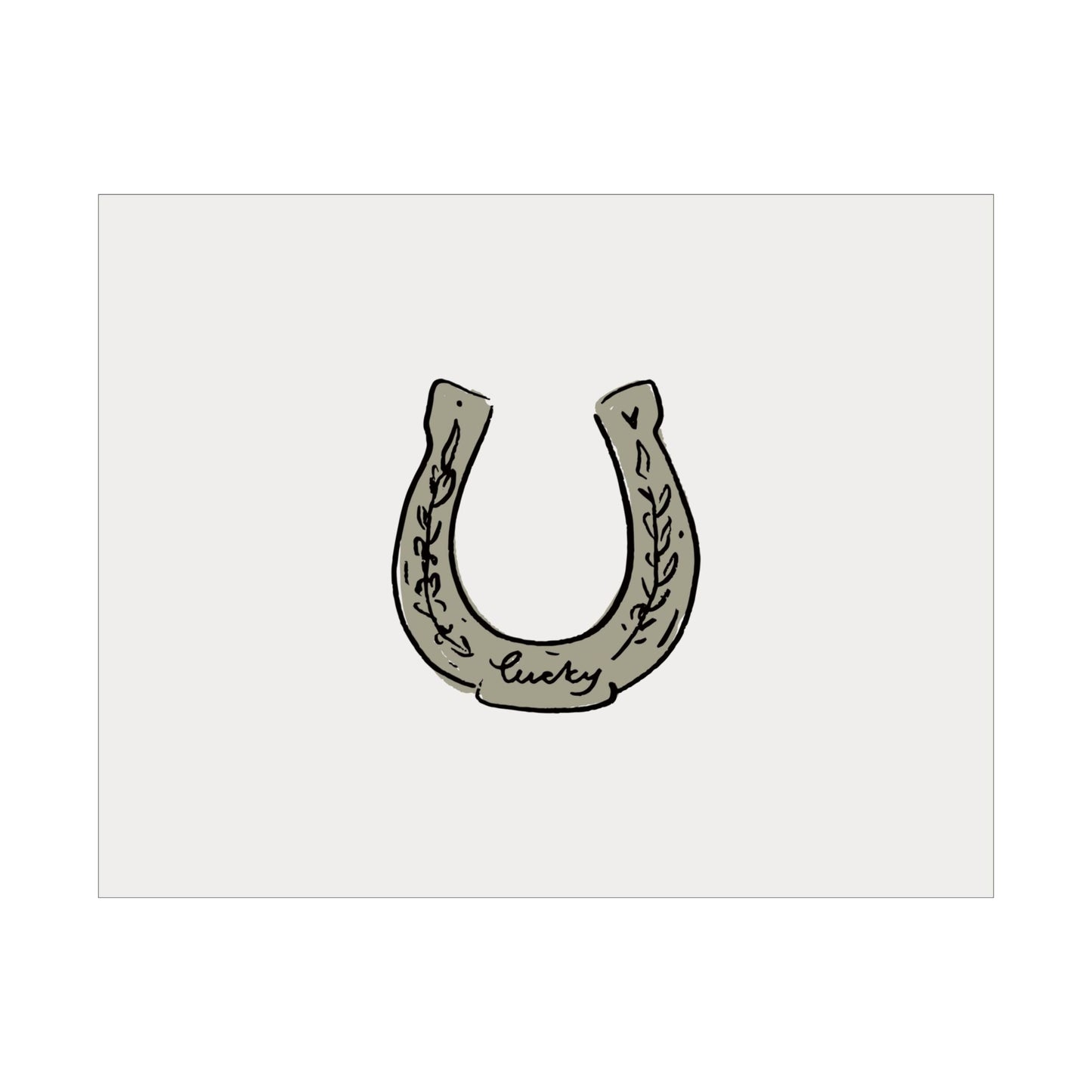 Lucky Horseshoe Olive Horizontal Poster