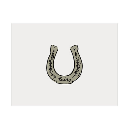 Lucky Horseshoe Olive Horizontal Poster