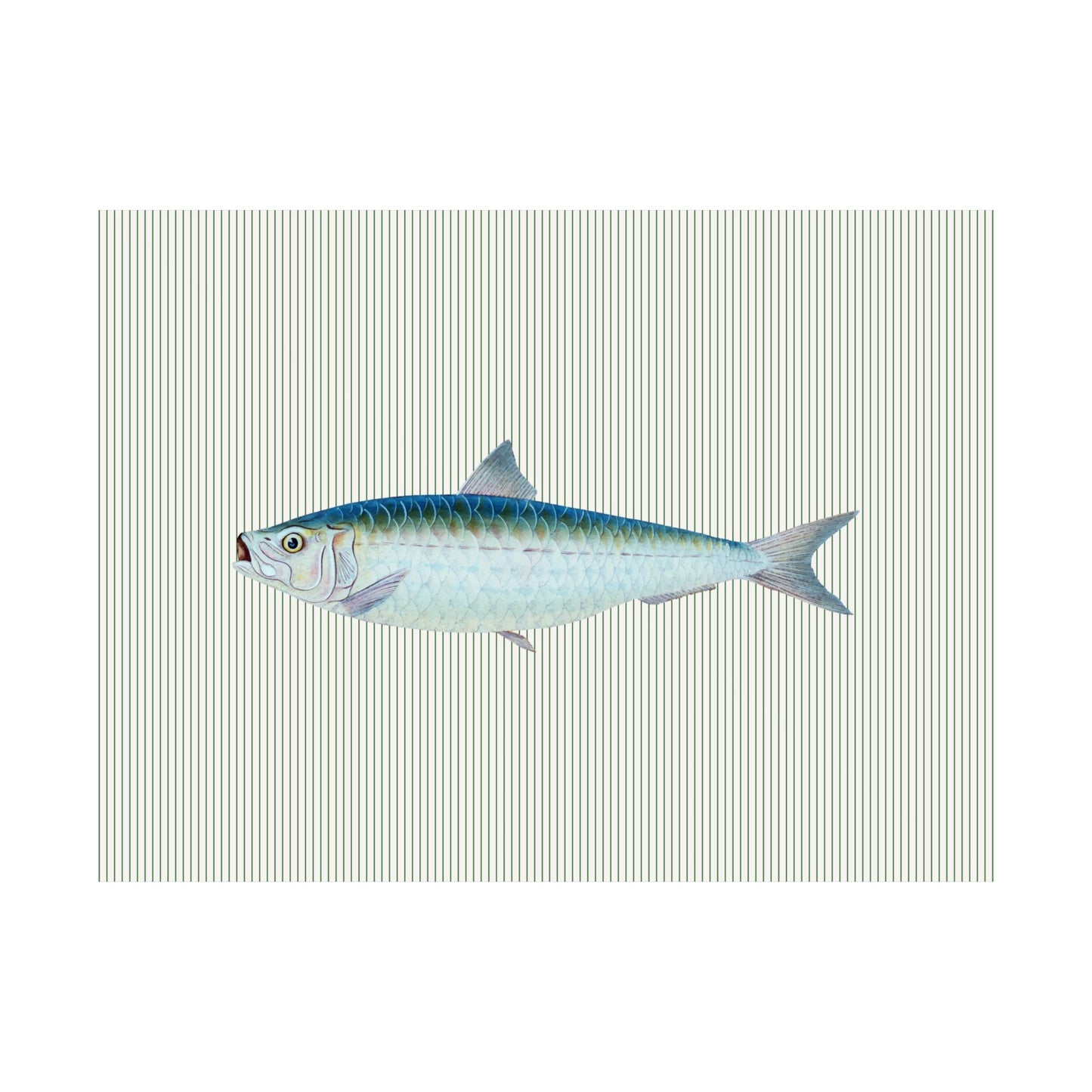 Vintage Fish Striped Green Poster