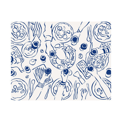 Dinner Party Horizontal Blue Poster
