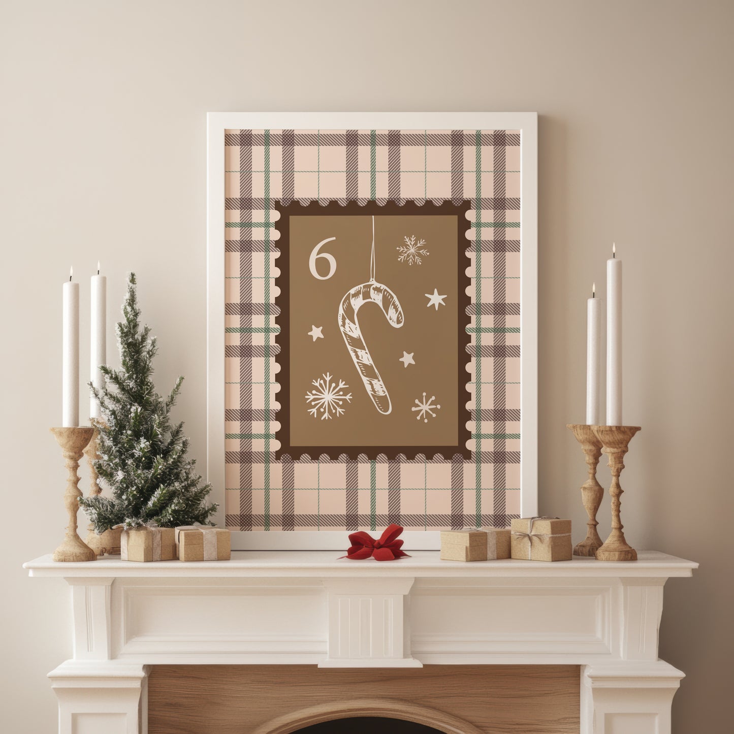Christmas Candy Cane Stamp Poster