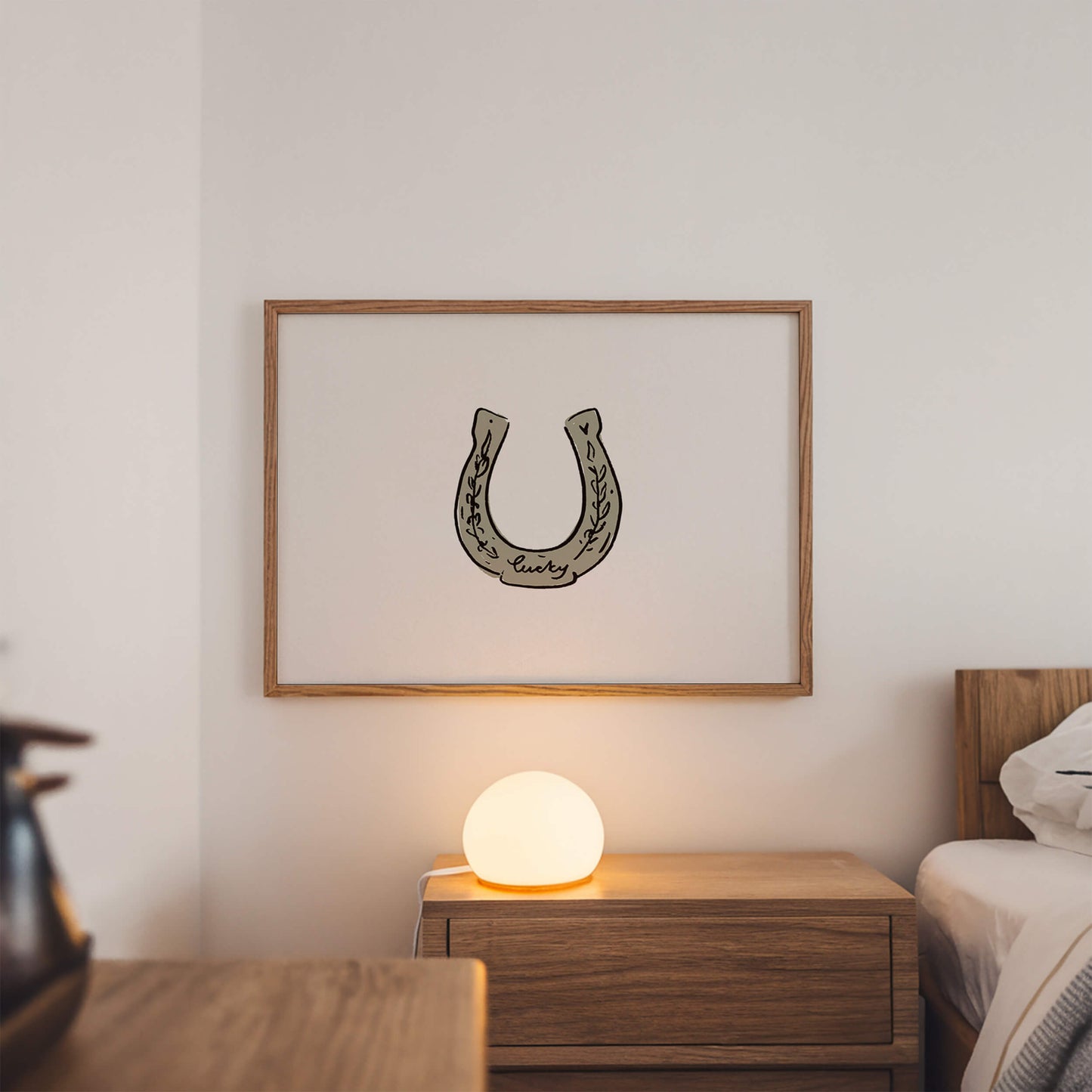 Lucky Horseshoe Olive Horizontal Poster