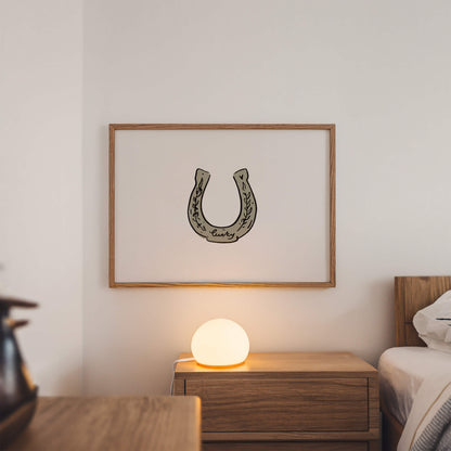Lucky Horseshoe Olive Horizontal Poster