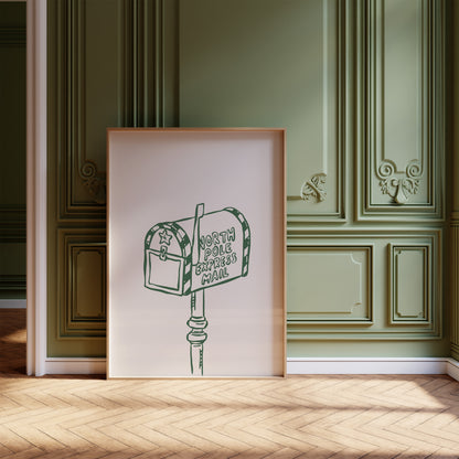 North Pole Mailbox Christmas Poster