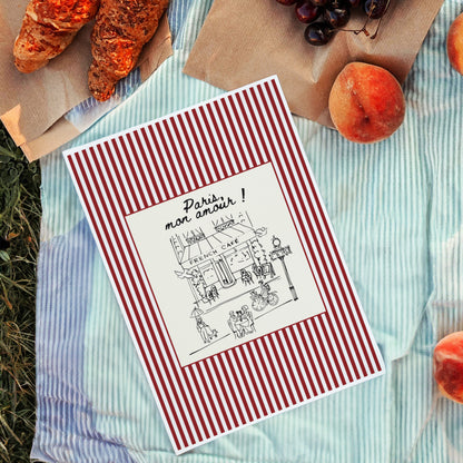 Paris Café Striped Poster