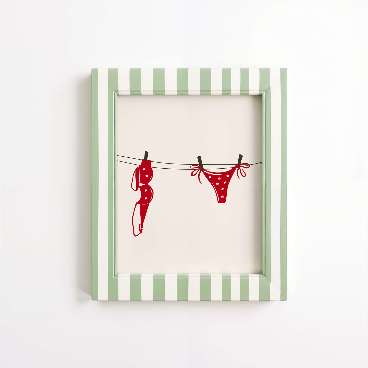 Red Daisy Bikini Laundry Line Poster