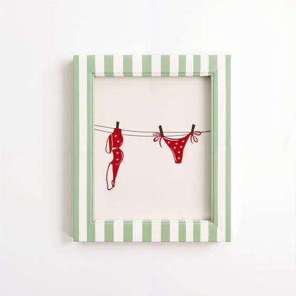 Red Daisy Bikini Laundry Line Poster