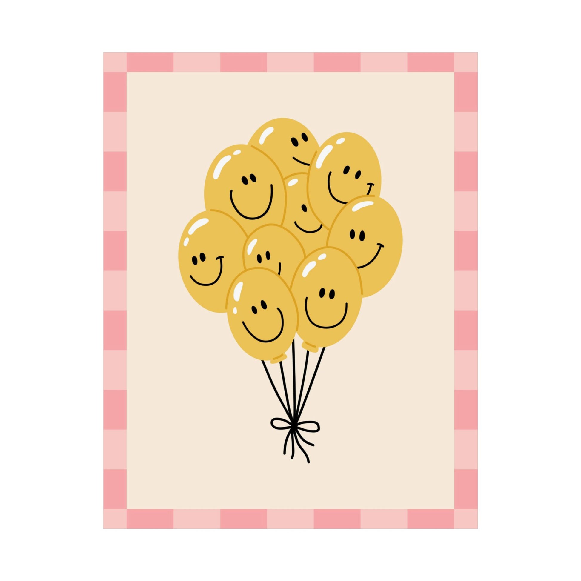Happy Balloon Checkered Poster