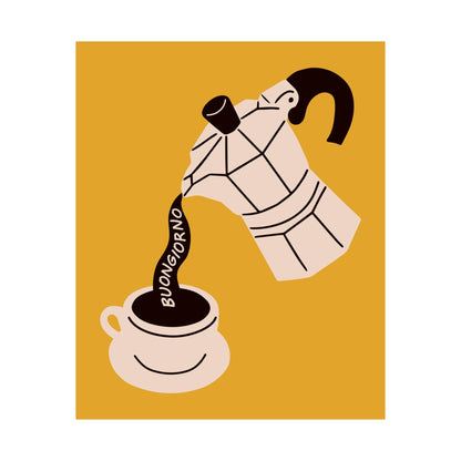 Buongiorno Moka Pot Yellow Poster
