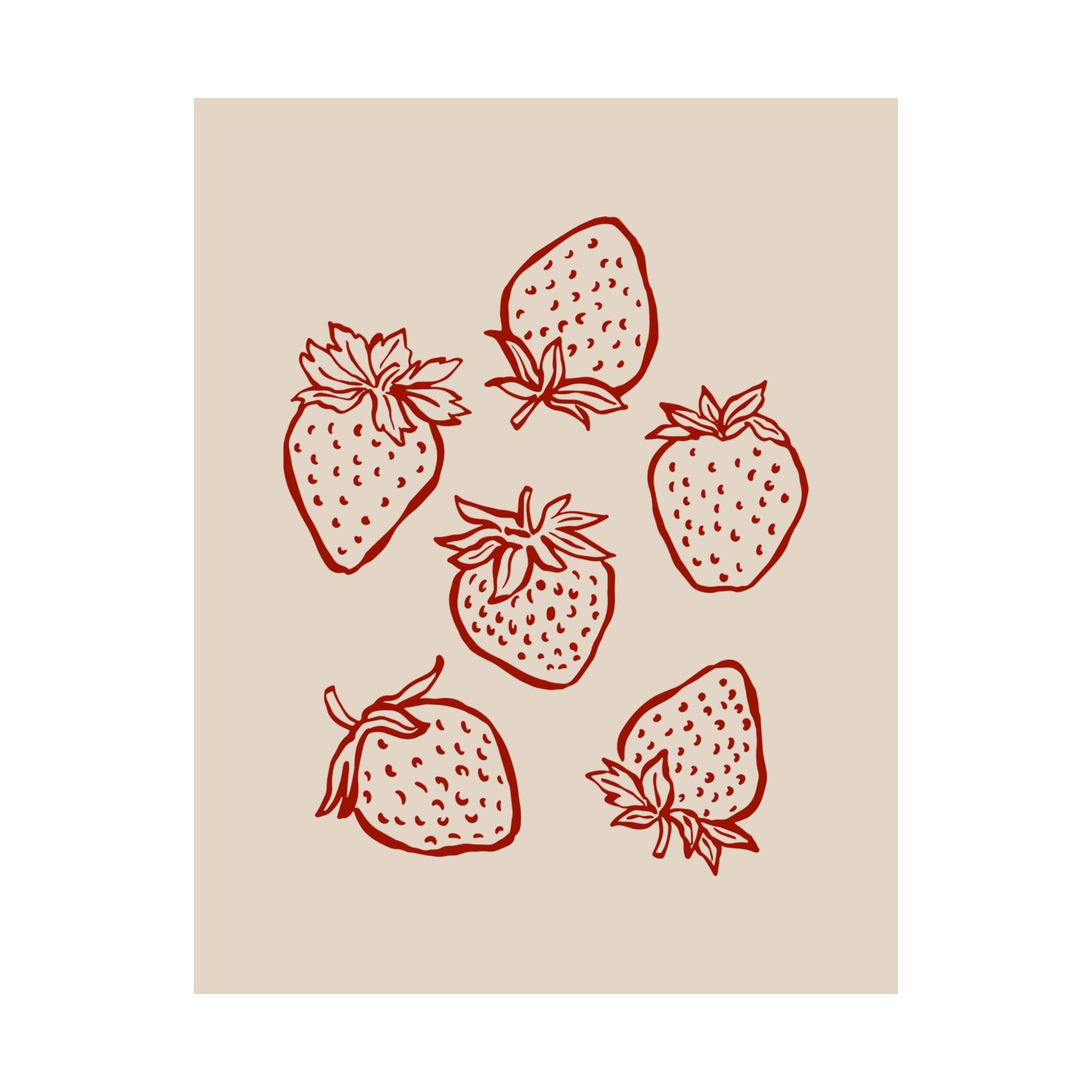 Minimalist Strawberries Kitchen Poster