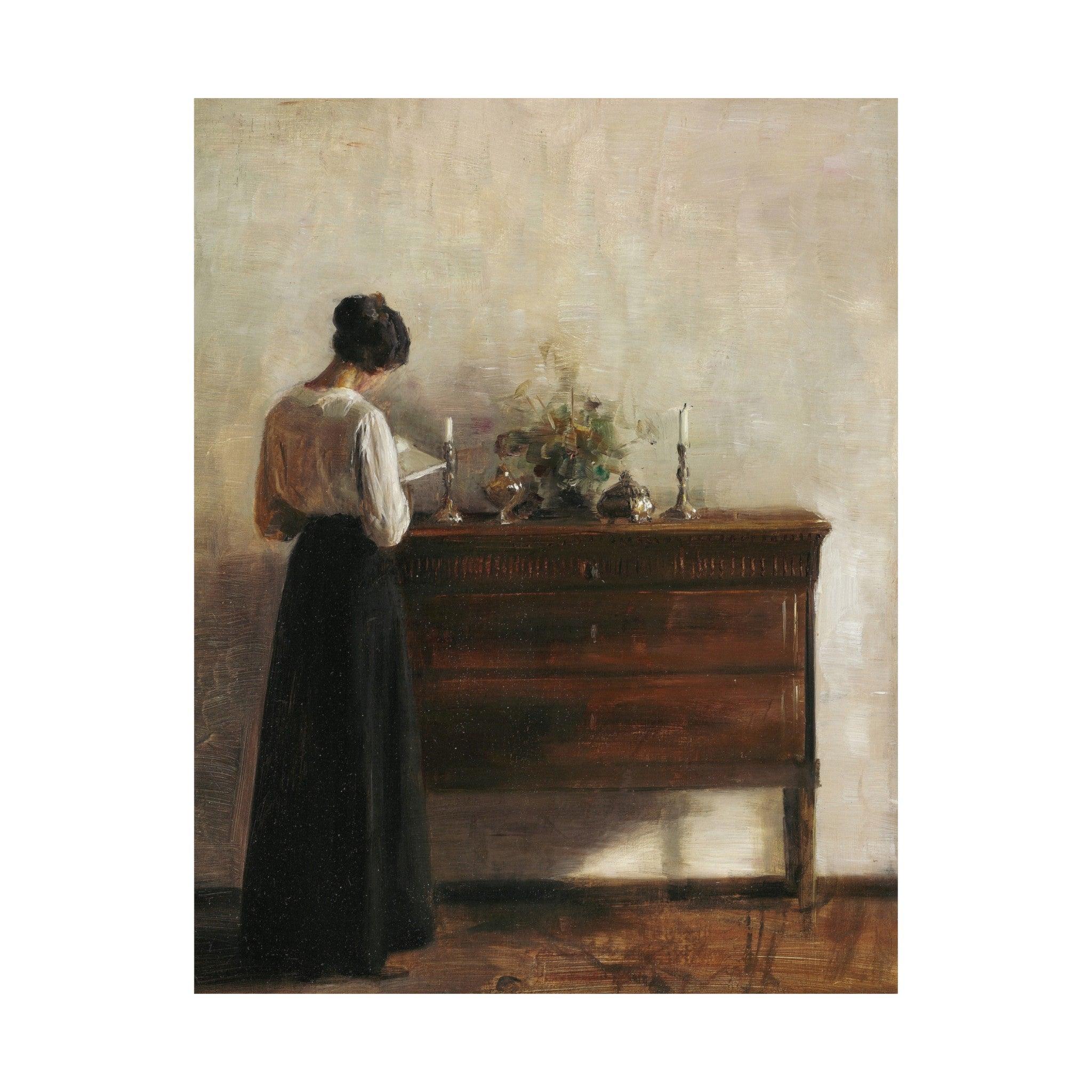 Woman Reading Vintage Poster