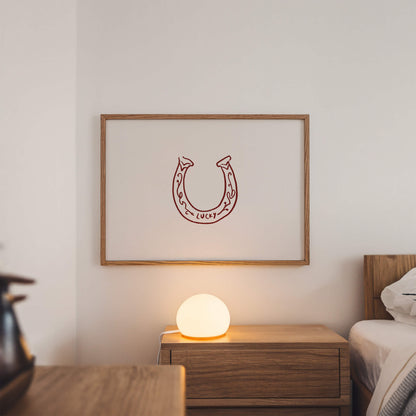 Lucky Horseshoe Burgundy Horizontal Poster