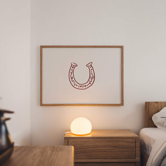 Lucky Horseshoe Burgundy Horizontal Poster
