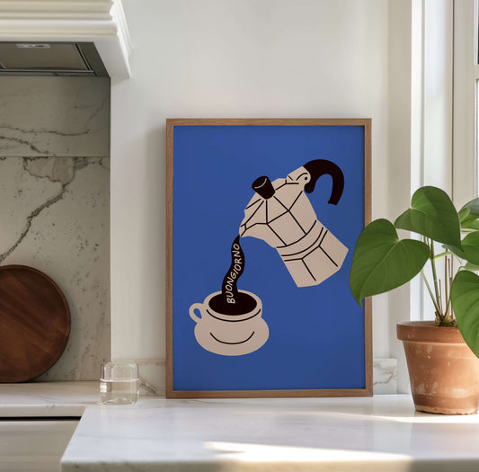 Buongiorno Moka Pot Blue Poster