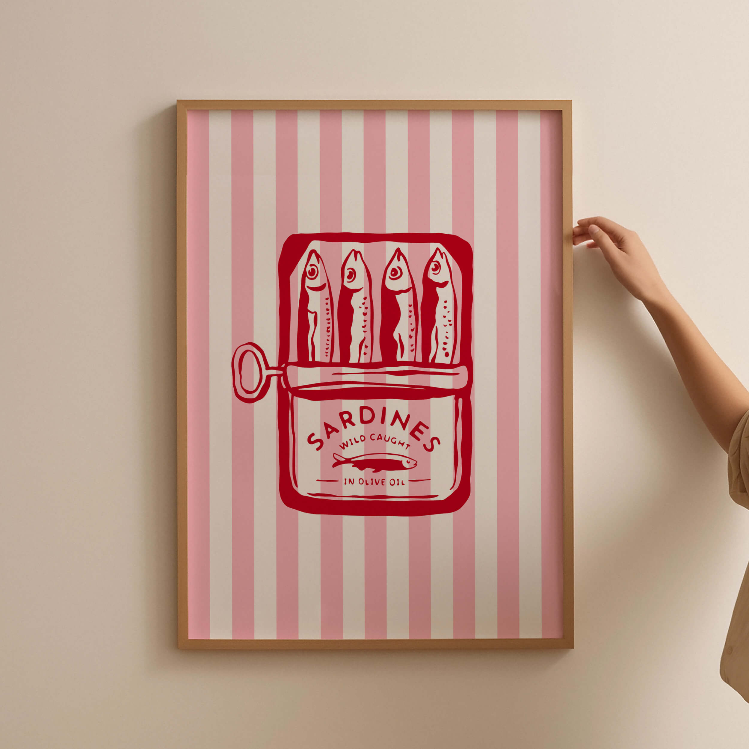 Sardines Red Striped Poster