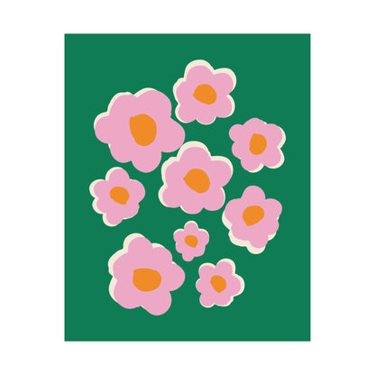 Pink and Green Flowers Poster