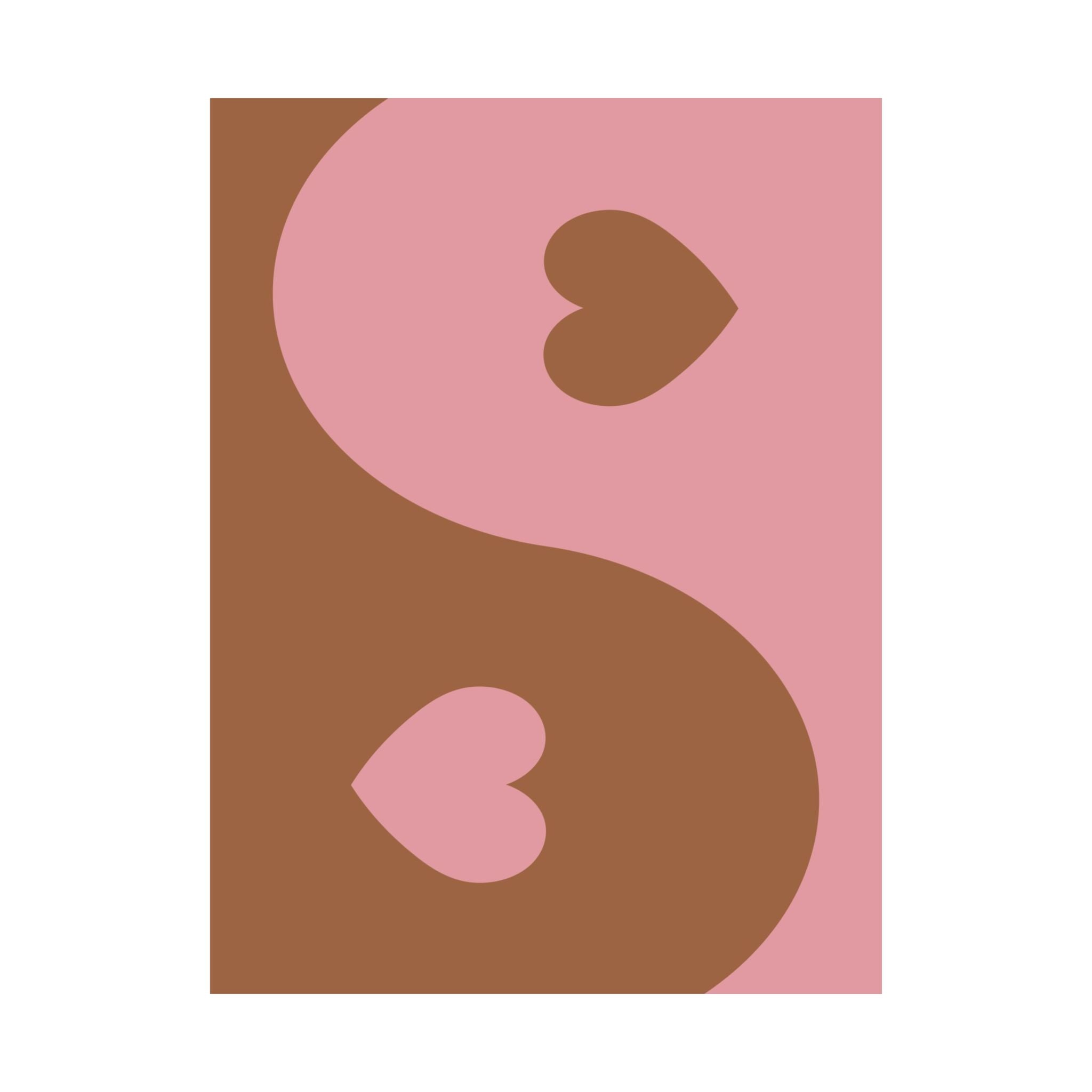 Yin Yang Heart Pink & Brown Poster