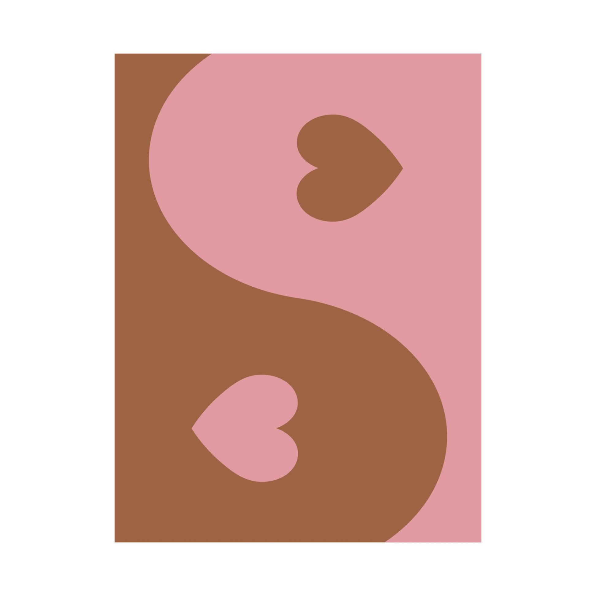 Yin Yang Heart Pink & Brown Poster
