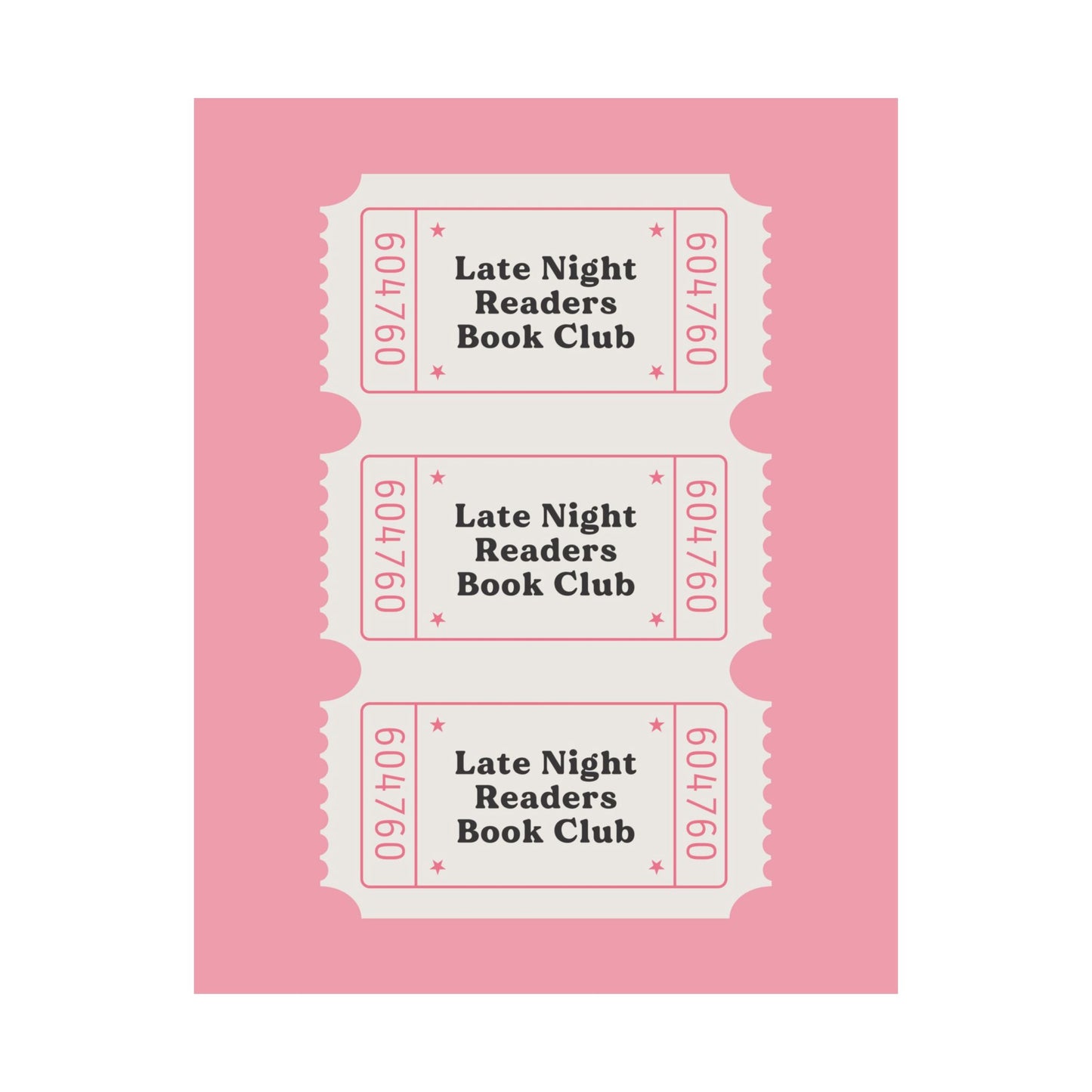 Pink Late Night Readers Library Card Poster