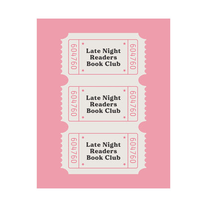 Pink Late Night Readers Library Card Poster