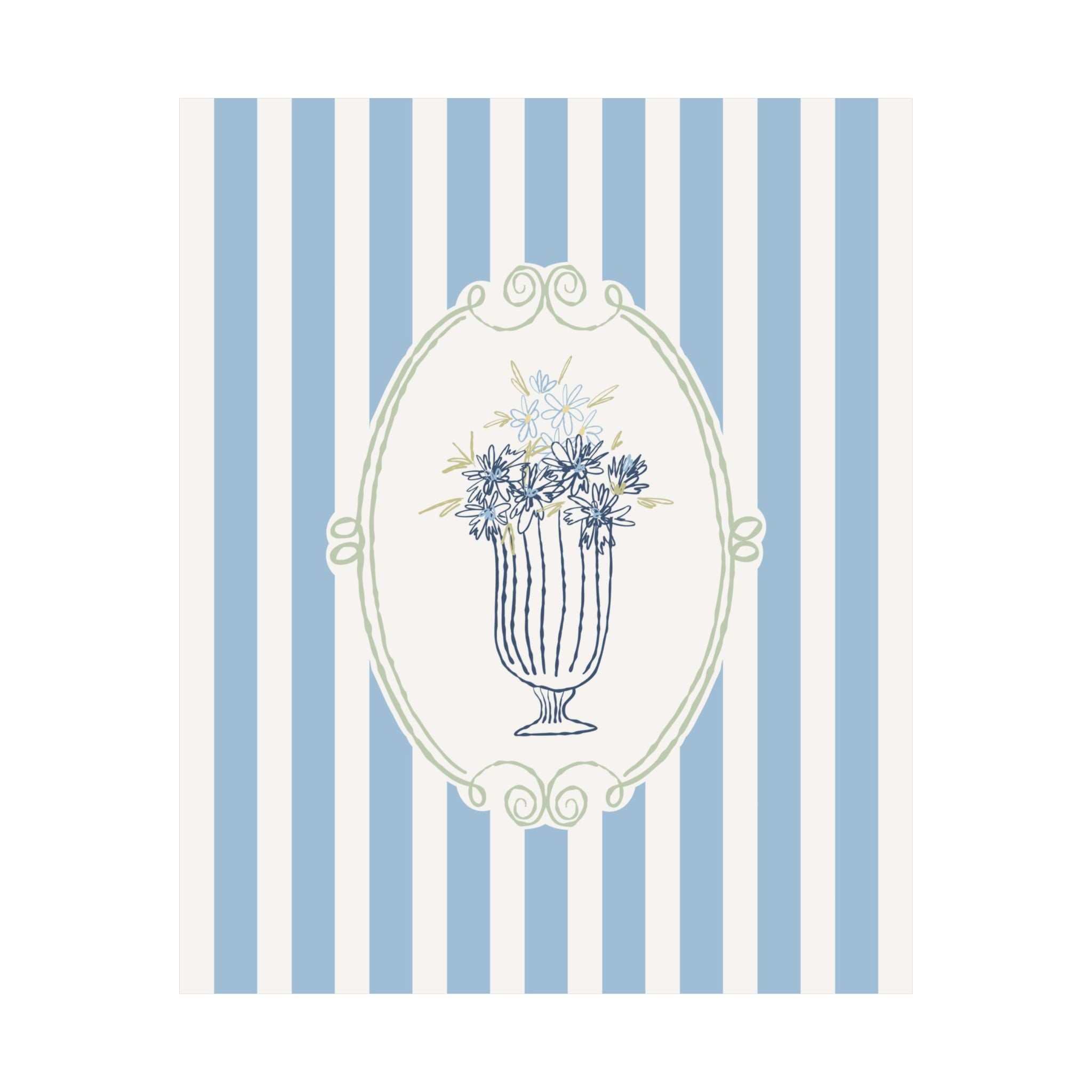 Cottagecore Blue Flower Vase Poster
