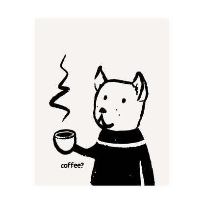 Dog Drinking Coffee Poster