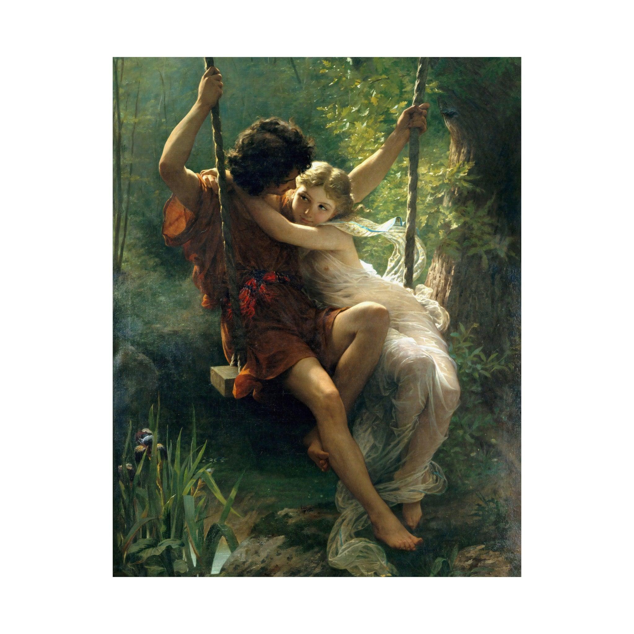 Couple Sitting On Swing Vintage Poster