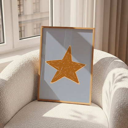 Hand Drawn Star Blue Poster
