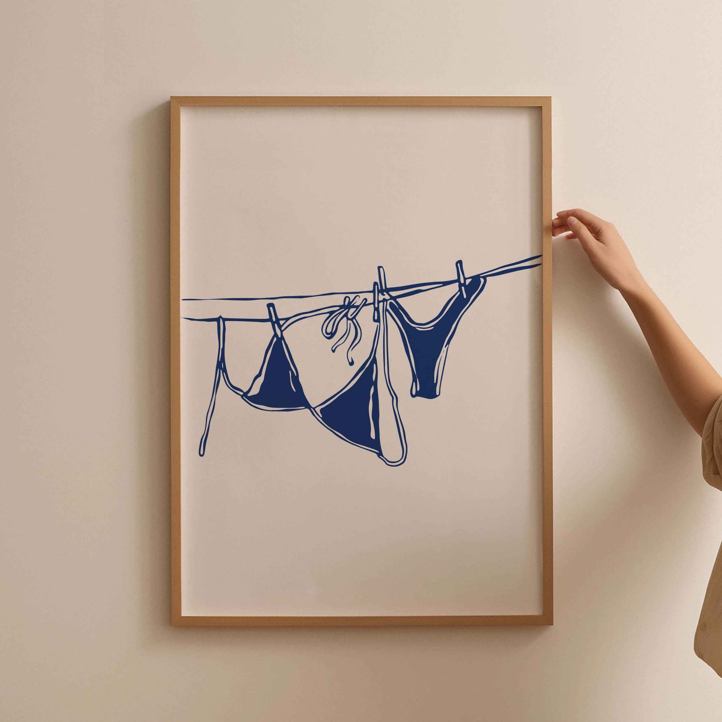 Blue Bikini On Clothesline Poster