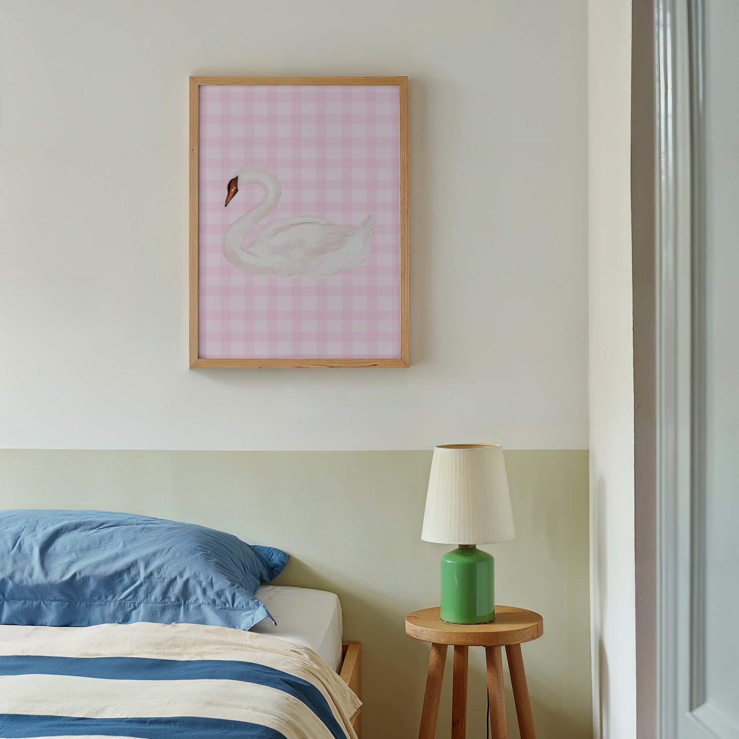 Gingham Swan Pink Poster