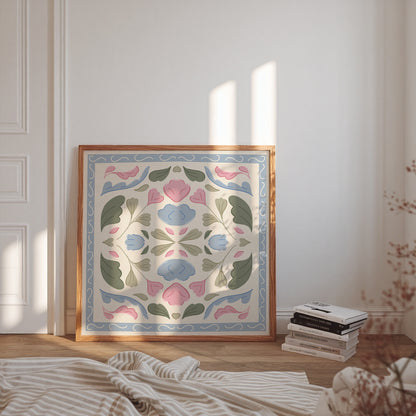 Pastel Floral Quilt Square Poster