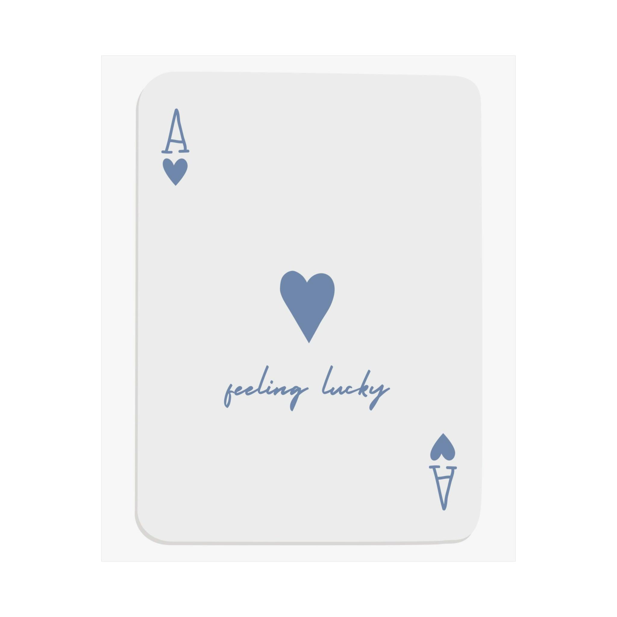 Feeling Lucky Playing Cards Blue Poster