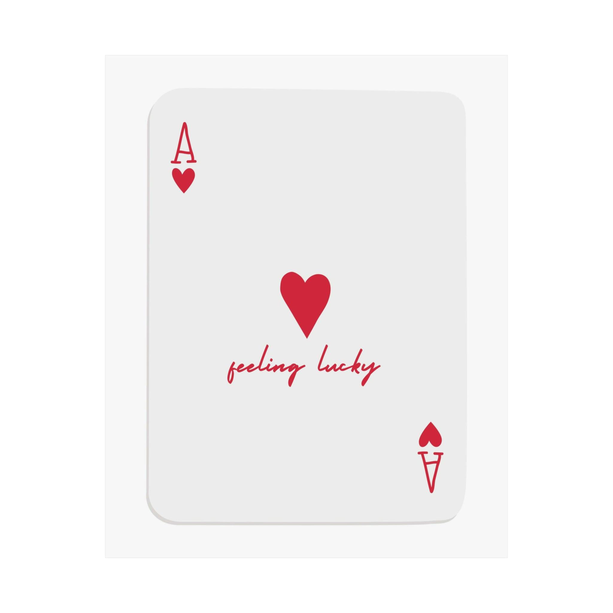Feeling Lucky Playing Cards Red Poster