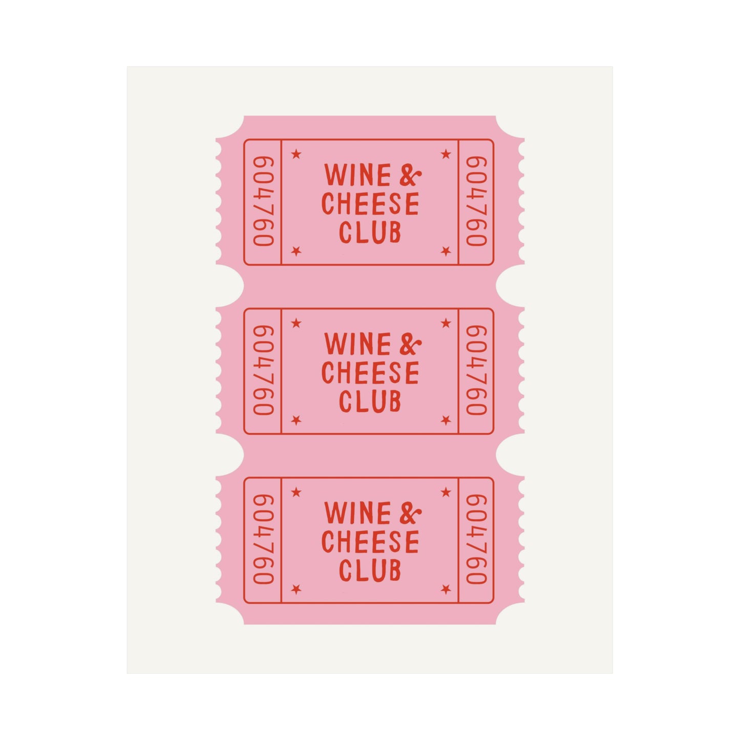 Wine & Cheese Club Ticket Poster