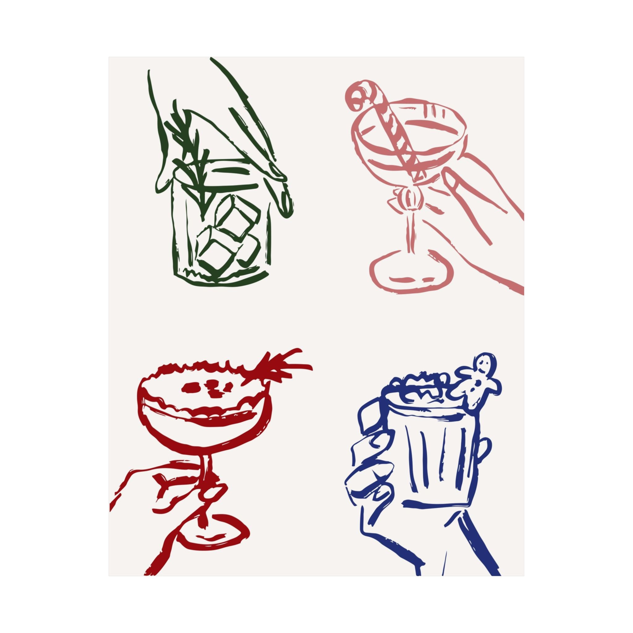 Colorful Christmas Cocktail Cheer Poster