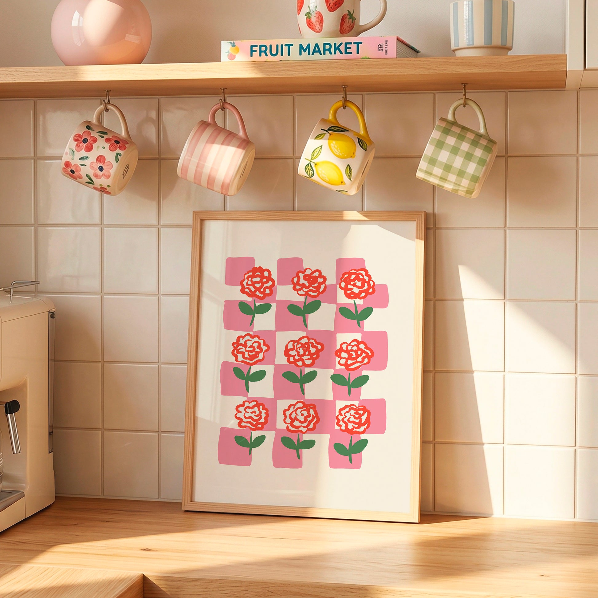 Floral Checker Poster