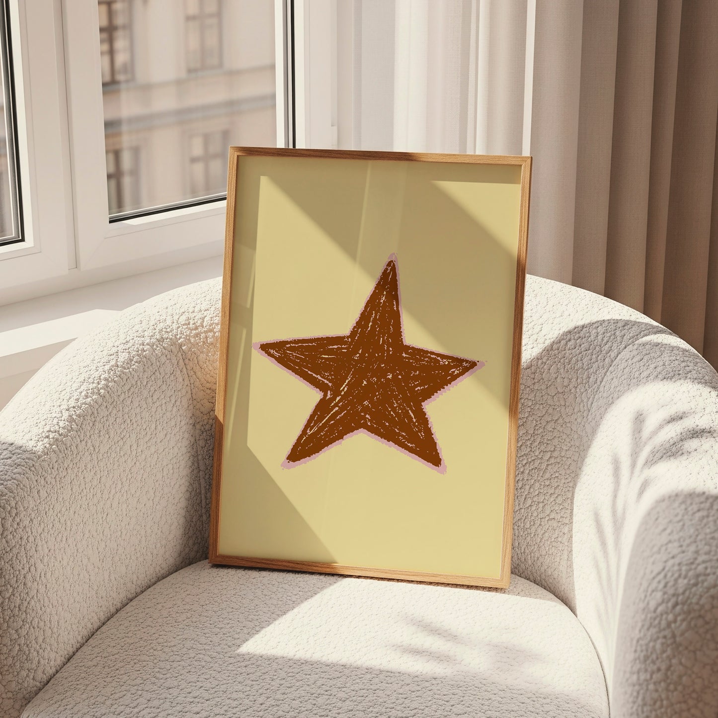 Hand Drawn Star Yellow Poster