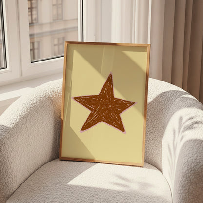 Hand Drawn Star Yellow Poster