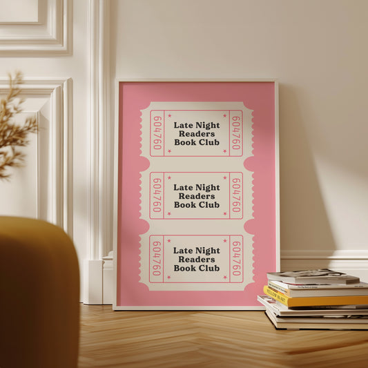 Pink Late Night Readers Library Card Poster