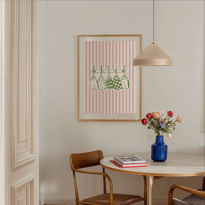 Pink Mugs Hanging Illustration Poster