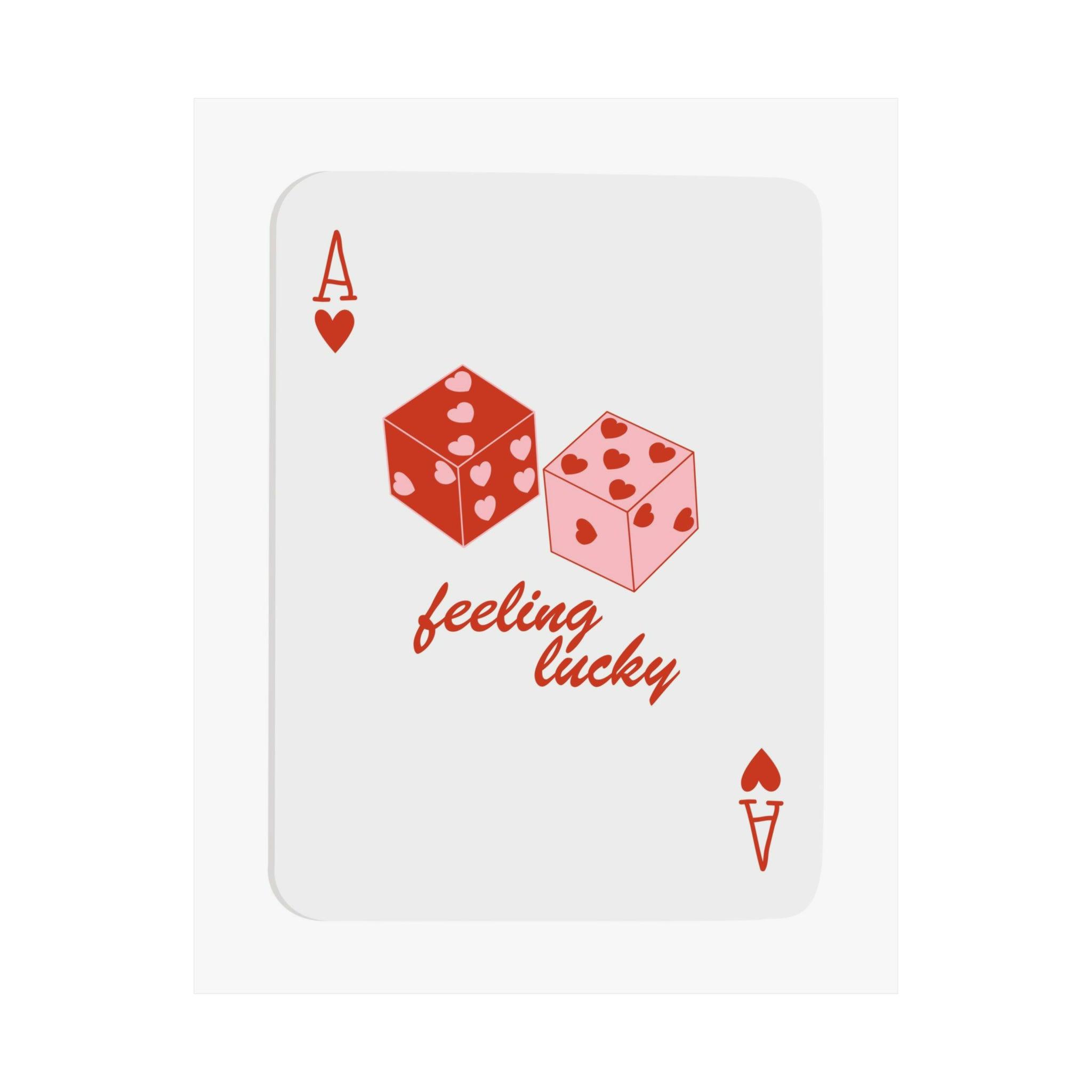 Luck Dice Playing Cards Red Poster