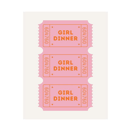 Girl Dinner Ticket Pink Poster