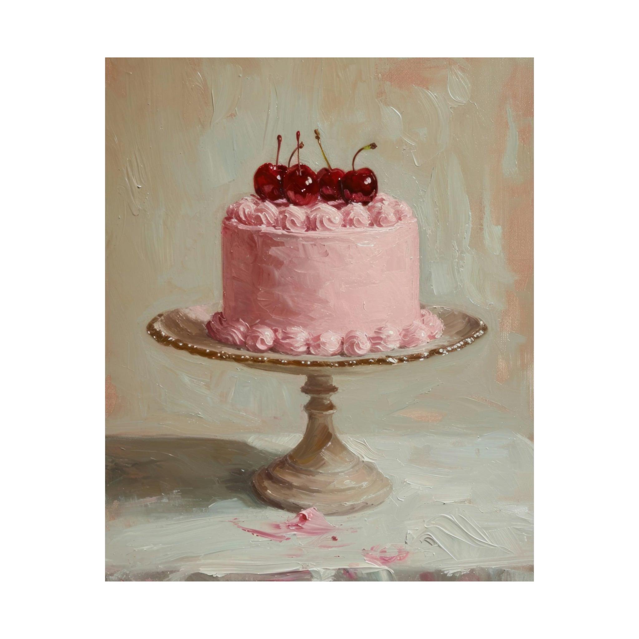 Vintage Cherry Cake Poster