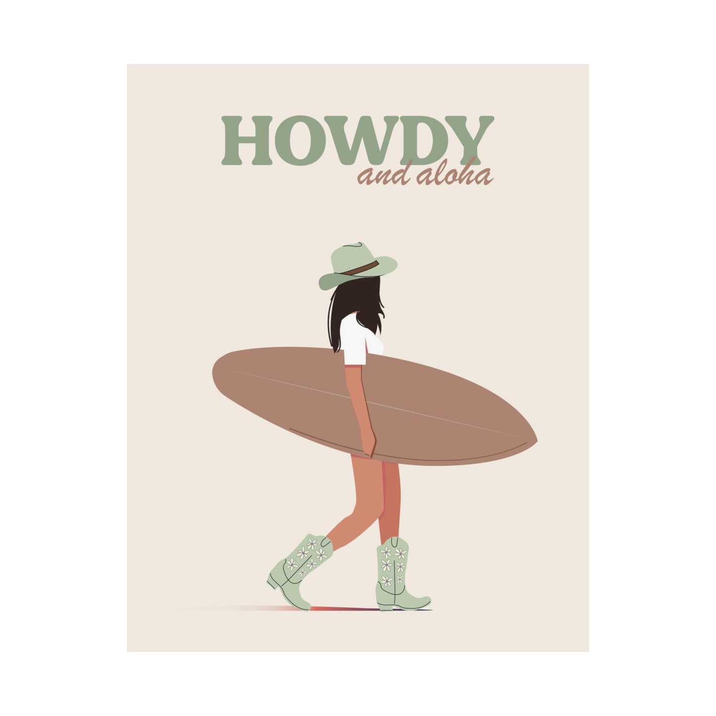 Howdy and Aloha Green Poster