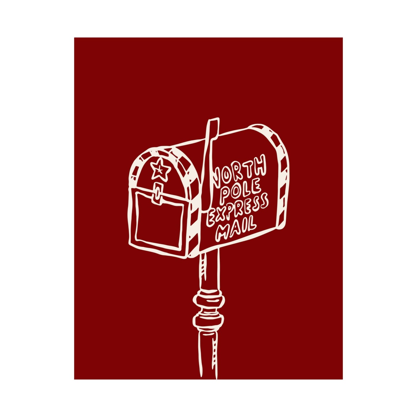North Pole Red Mailbox Christmas Poster