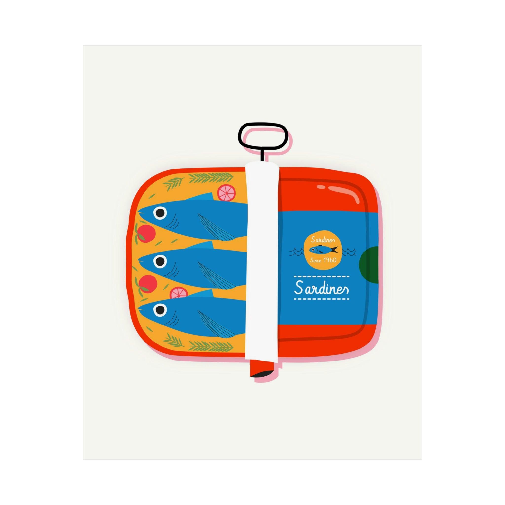 Sardines Red & Blue Poster