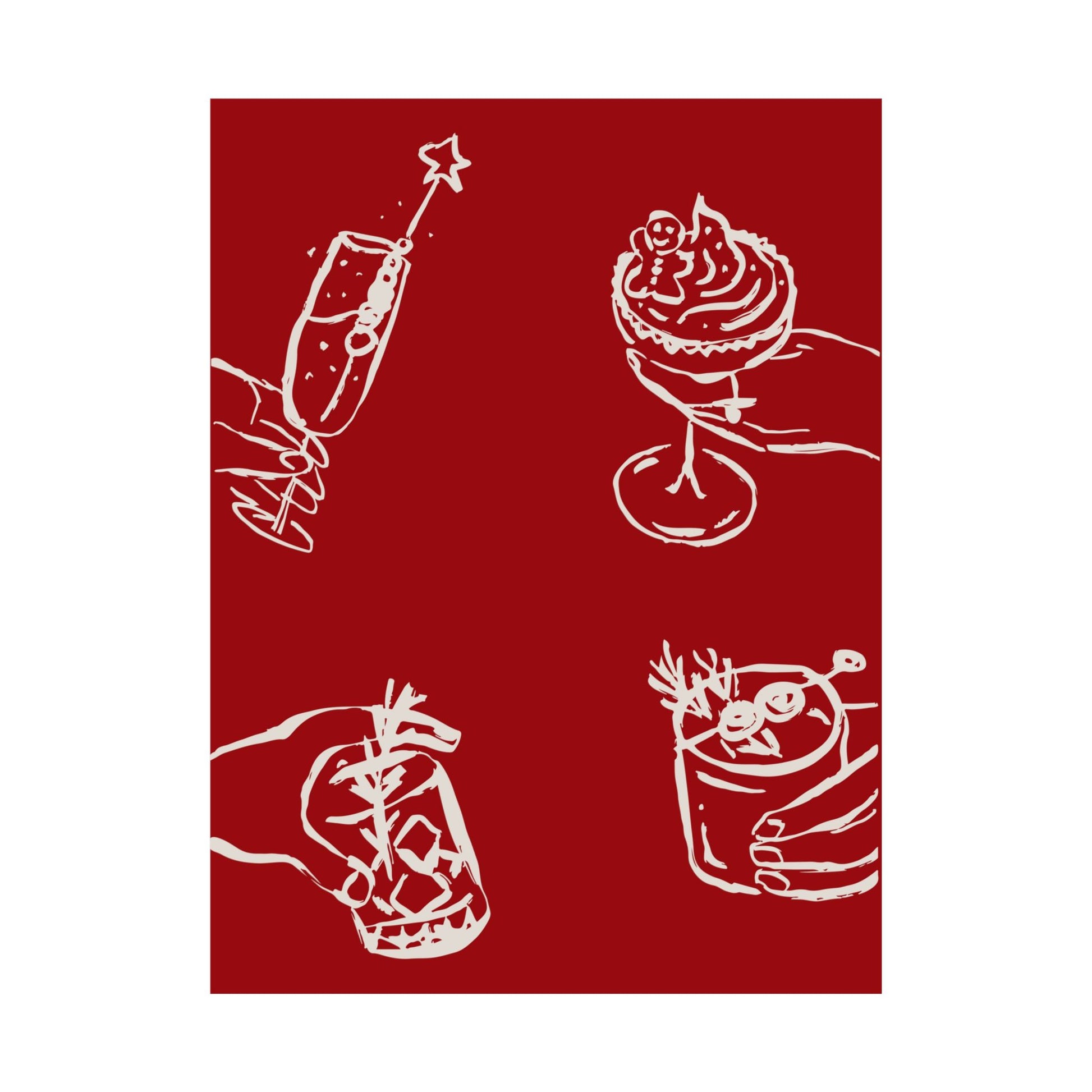 Red Christmas Cocktails Poster