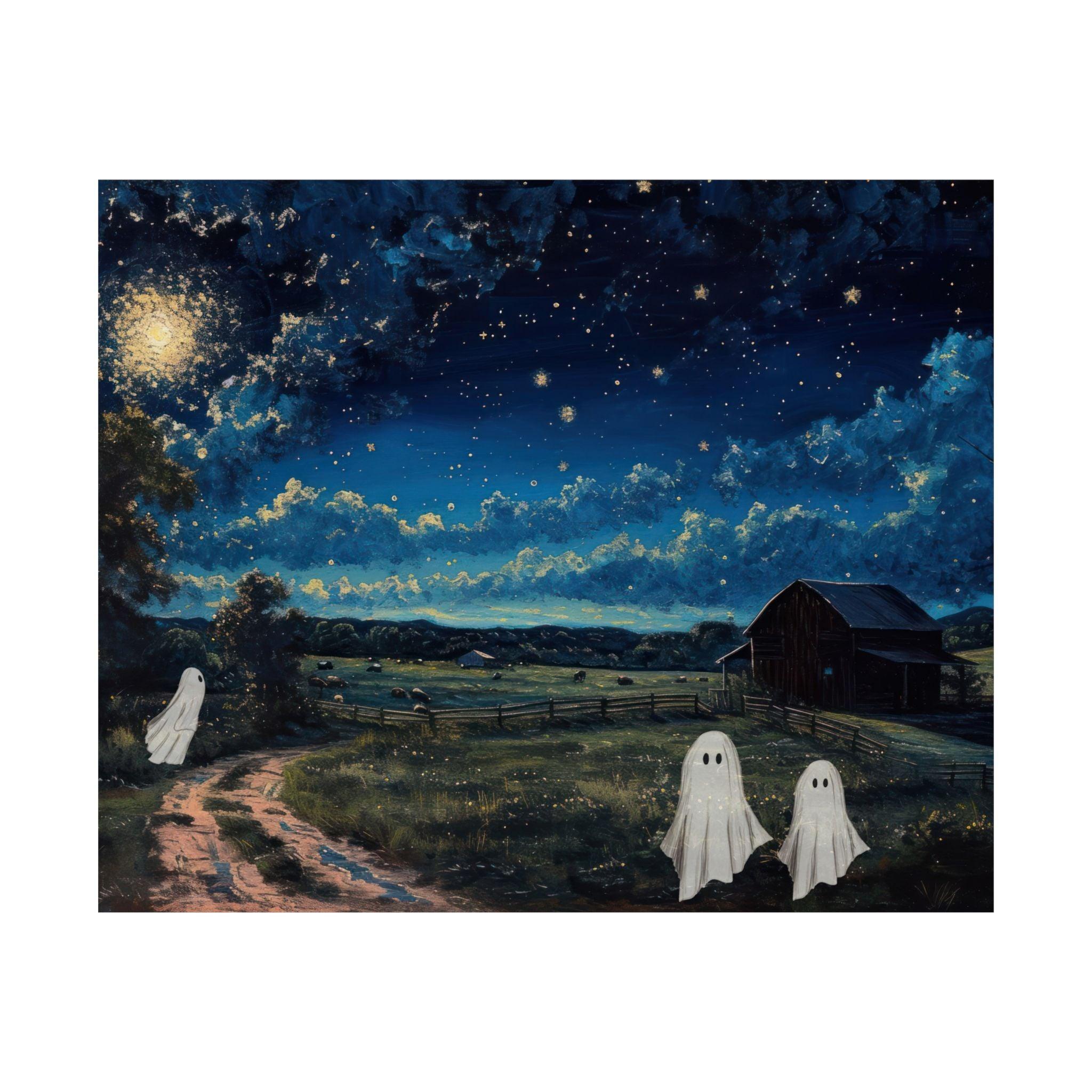 Ghost in Night Painting Landscape Poster