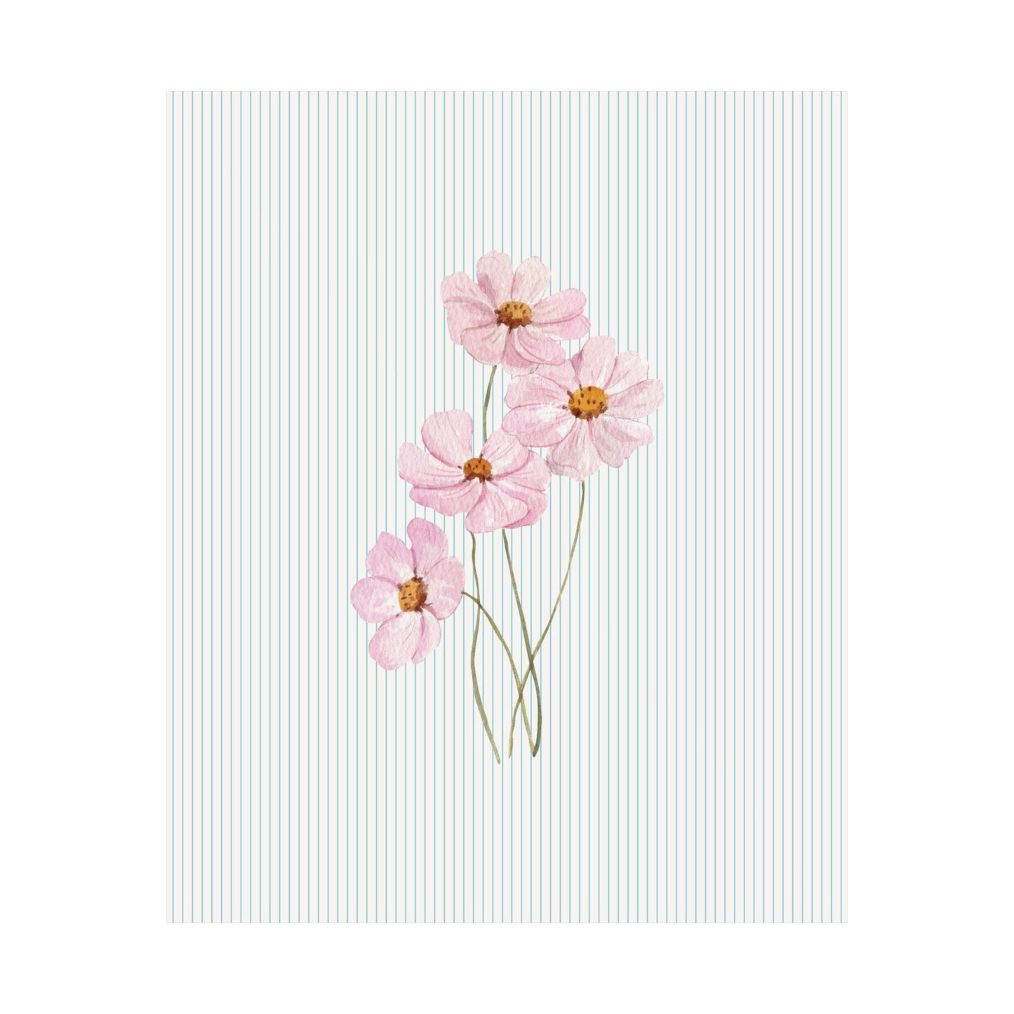 Pink Flower Striped Poster